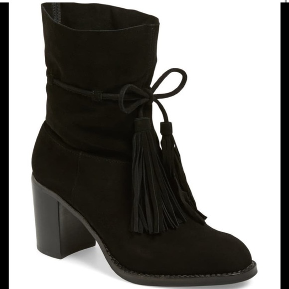 Jeffrey Campbell La Forge black block heel suede tassel boots - Picture 1 of 10